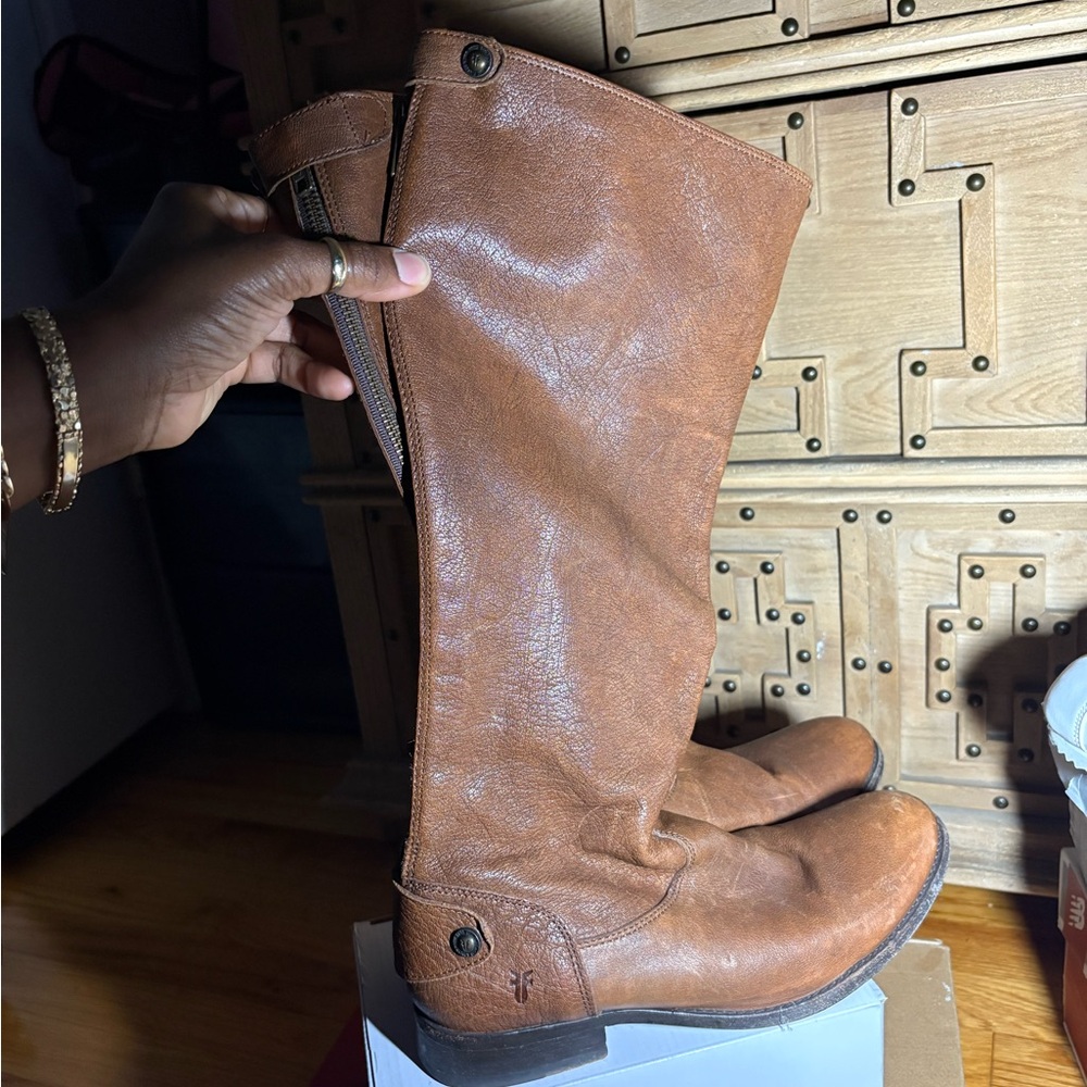 Frye Melissa Brown Leather Riding Boots